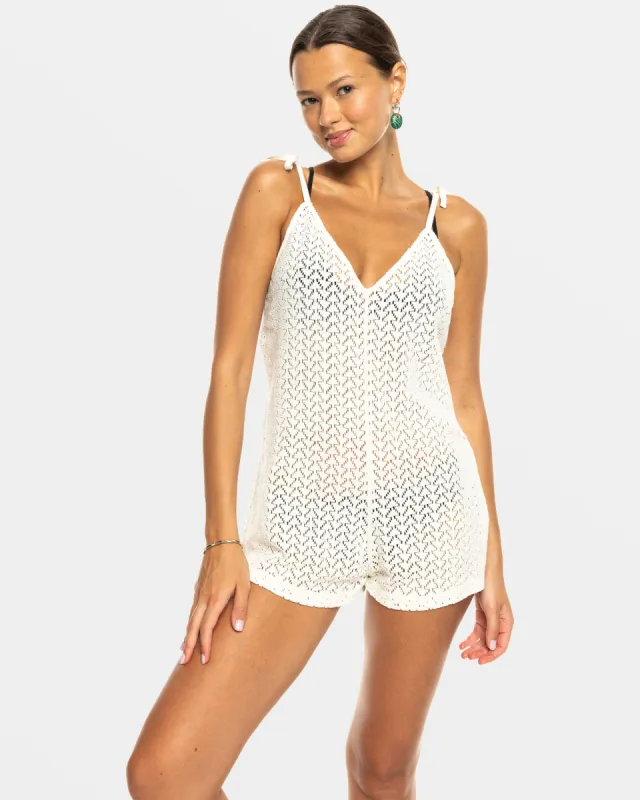 Ocean Riders Crochet Strappy Romper - Egret sold by Roxy