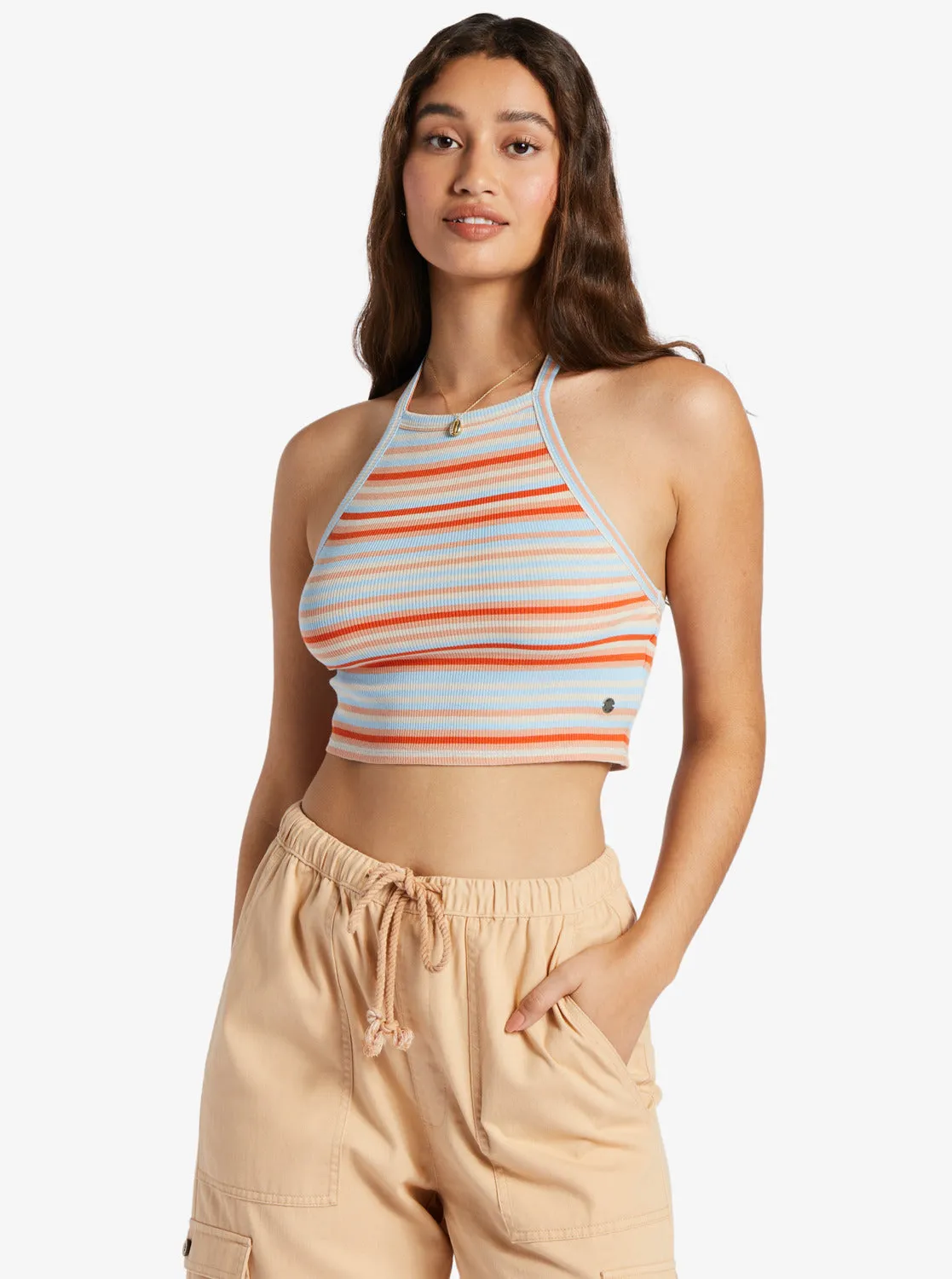 Beach Cruiser Crop Top - Warm Sunset Stripe sold by Roxy