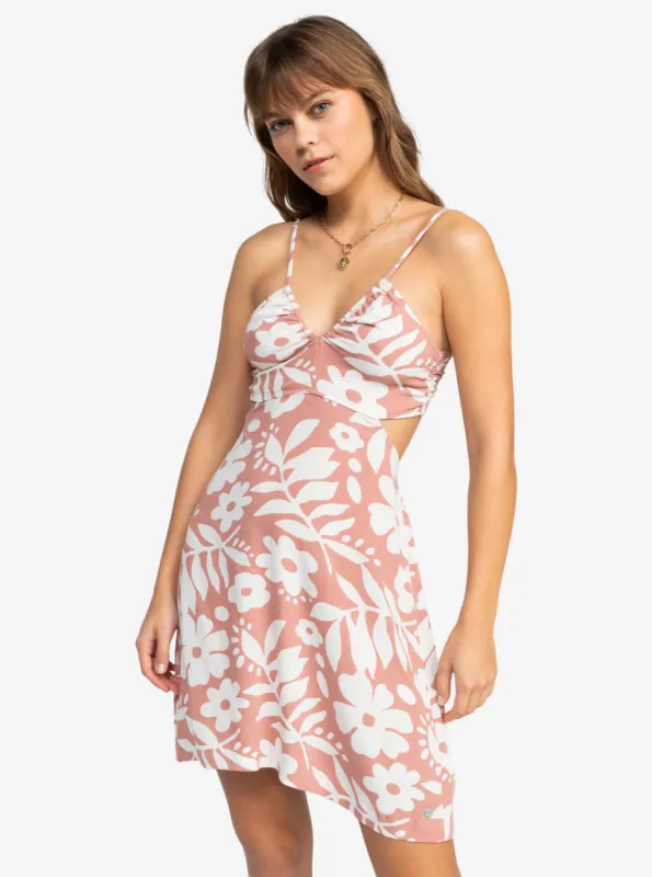 Riviera Nights Tie Back Mini Dress - Ash Rose Botanical Stencil sold by Roxy