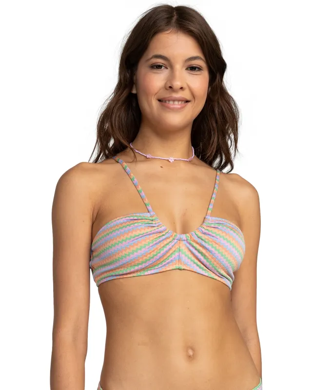 Wavy Stripe Bralette Bikini Top made by Roxy