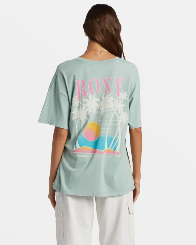 Bring The Good Vibes Oversized T-Shirt - Blue Surf sold by Roxy