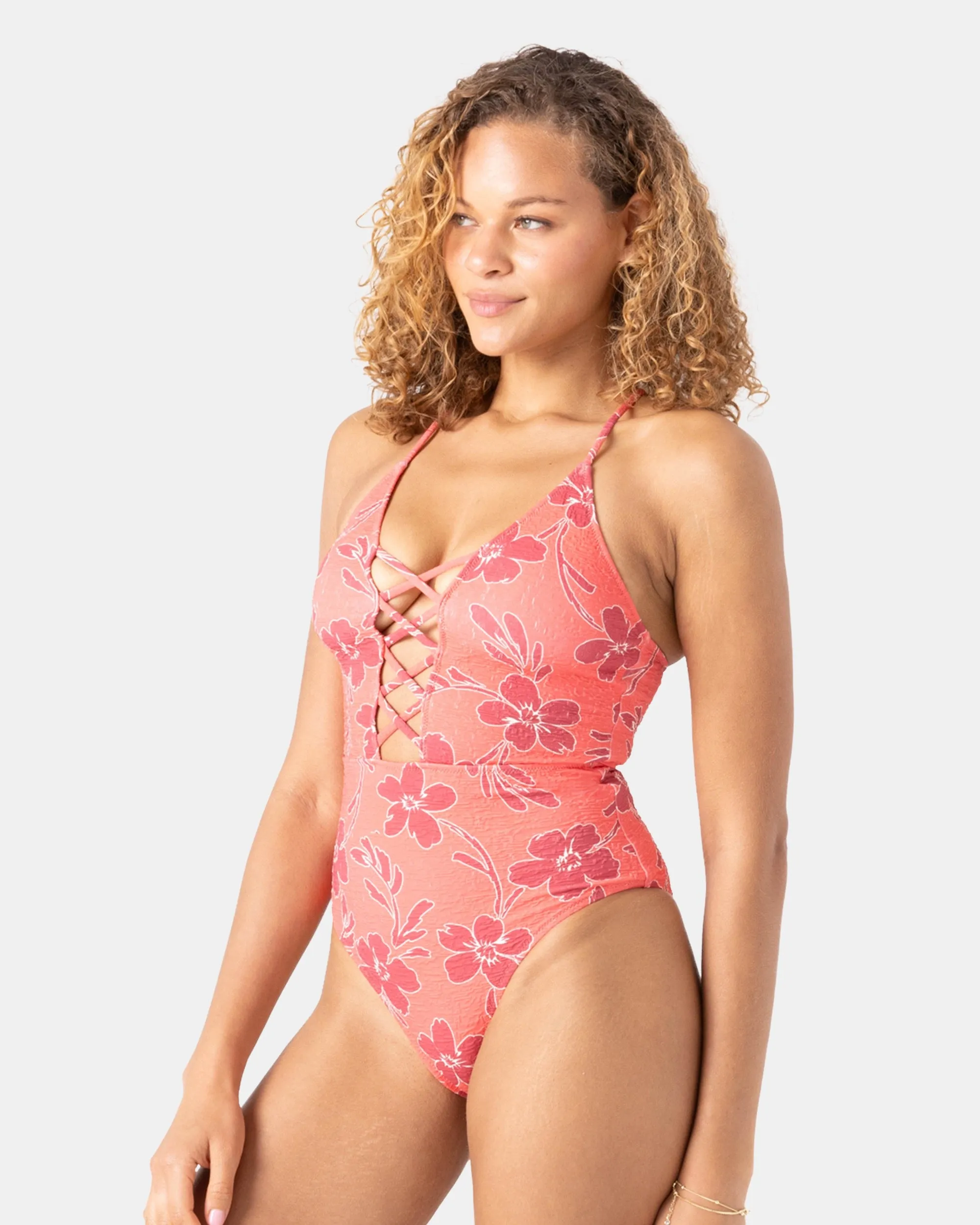 Garden Twirl Plunge Lattice Front One Piece Swimsuit sold by Roxy product image thumbnail 3