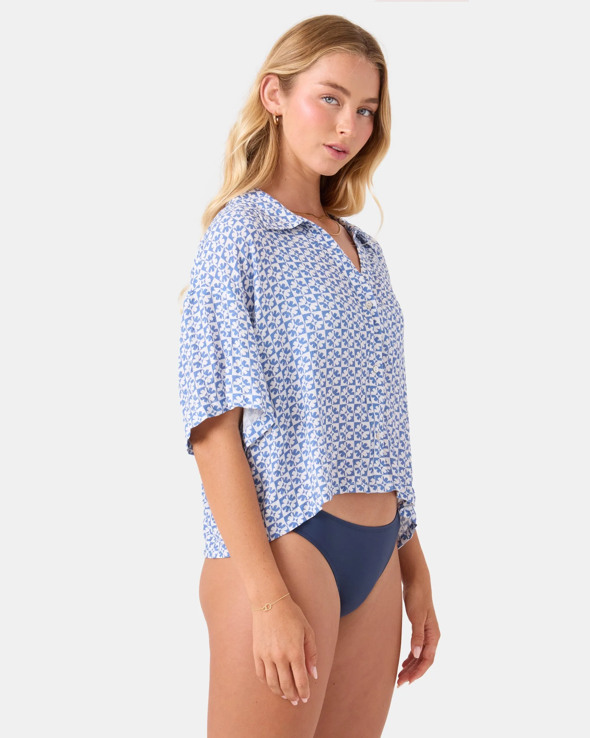 Hazy Dazy Cropped Button Up Cover Up sold by Roxy product image thumbnail 3