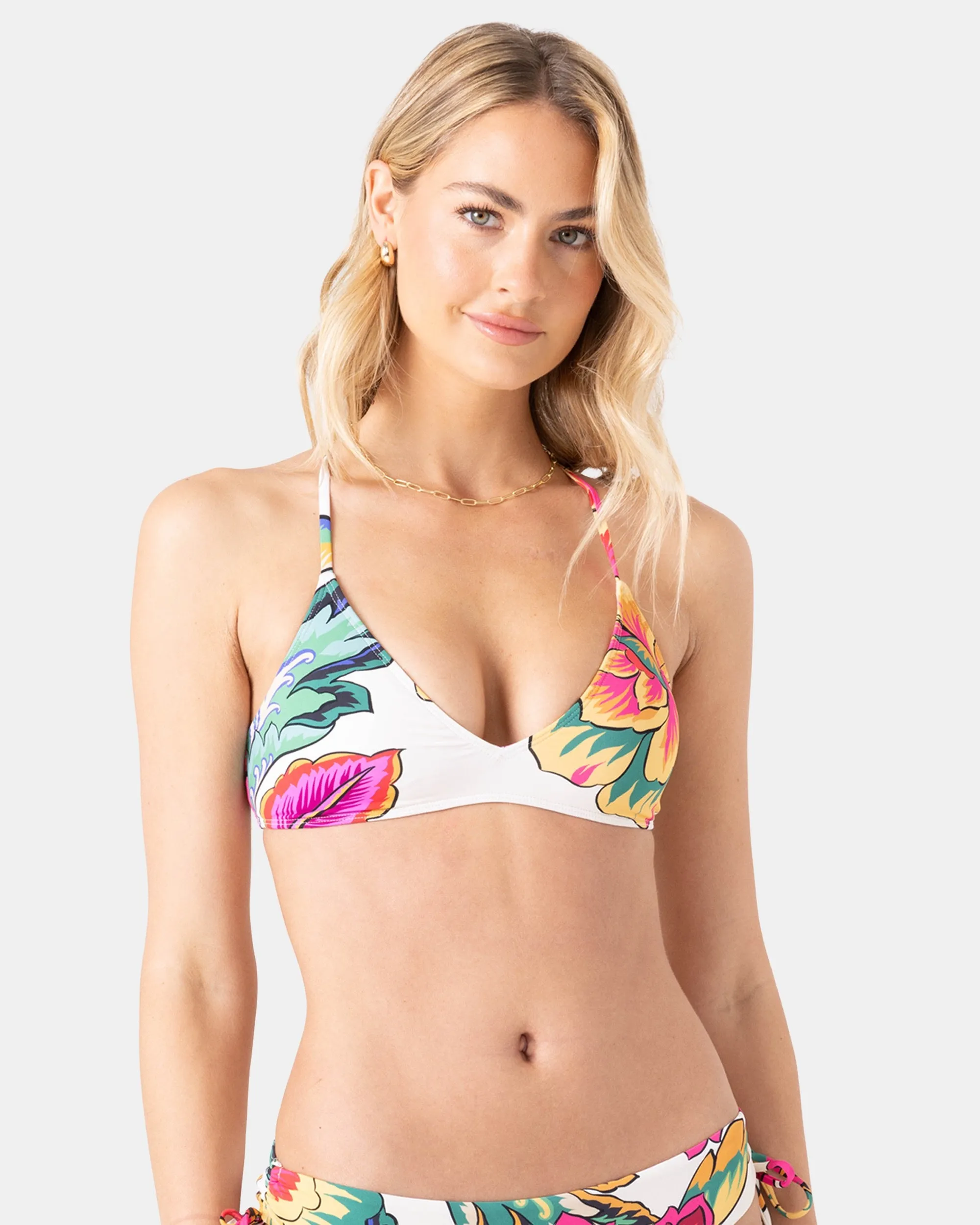 Beach Blossom Athletic Triangle Bikini Top sold by Roxy