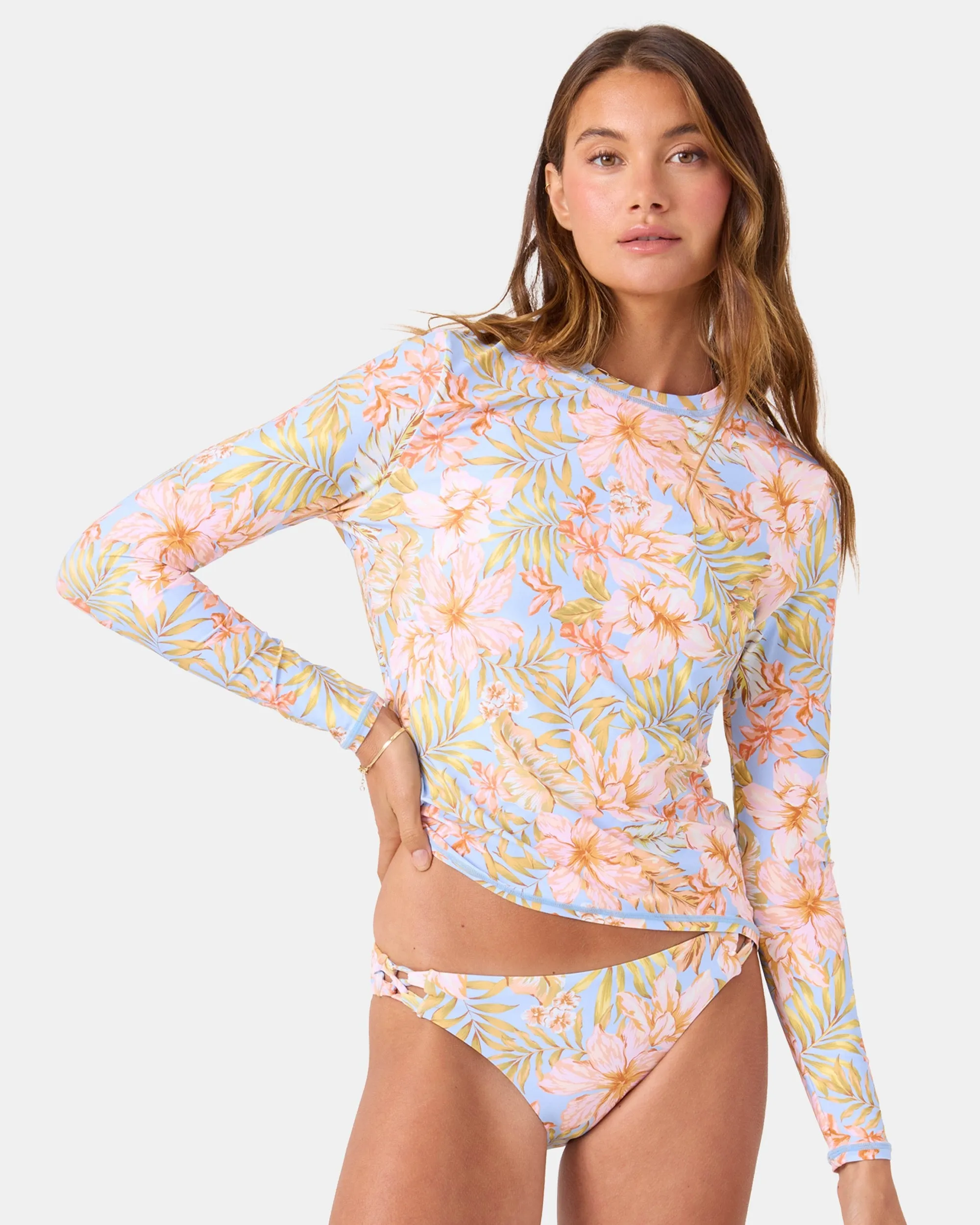 Tropical Sea Skippin Long Sleeve Rashguard sold by Roxy