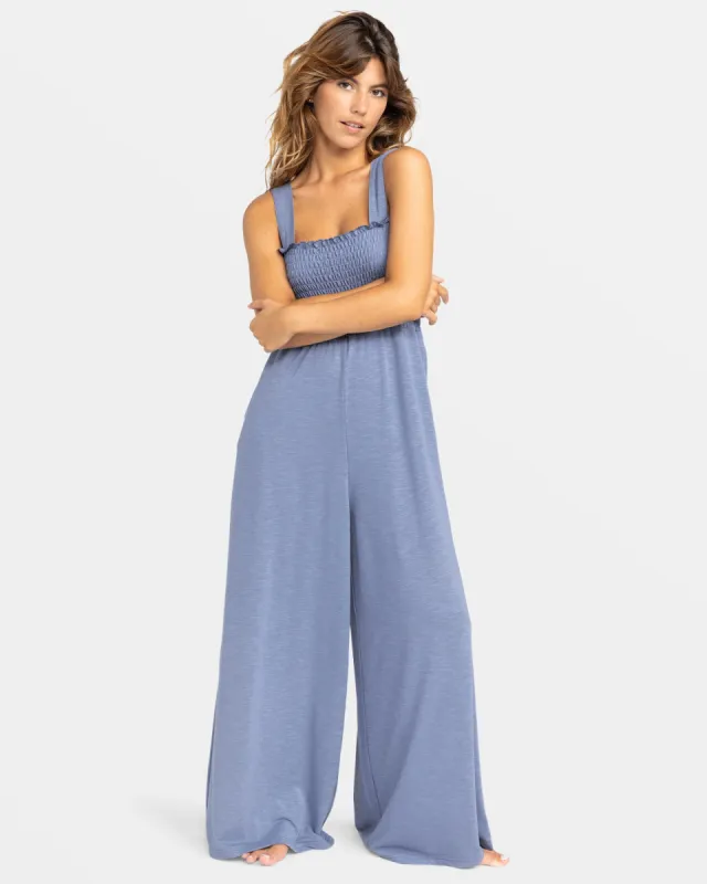 Just Passing By Smocked Jumpsuit - Wild Wind sold by Roxy