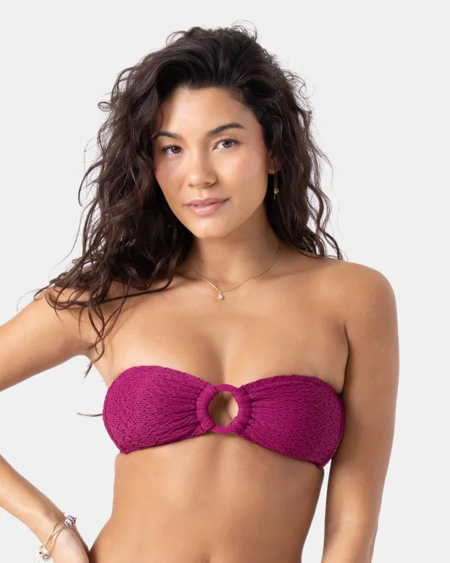 Crochet Ring Bandeau Bikini Top sold by Roxy