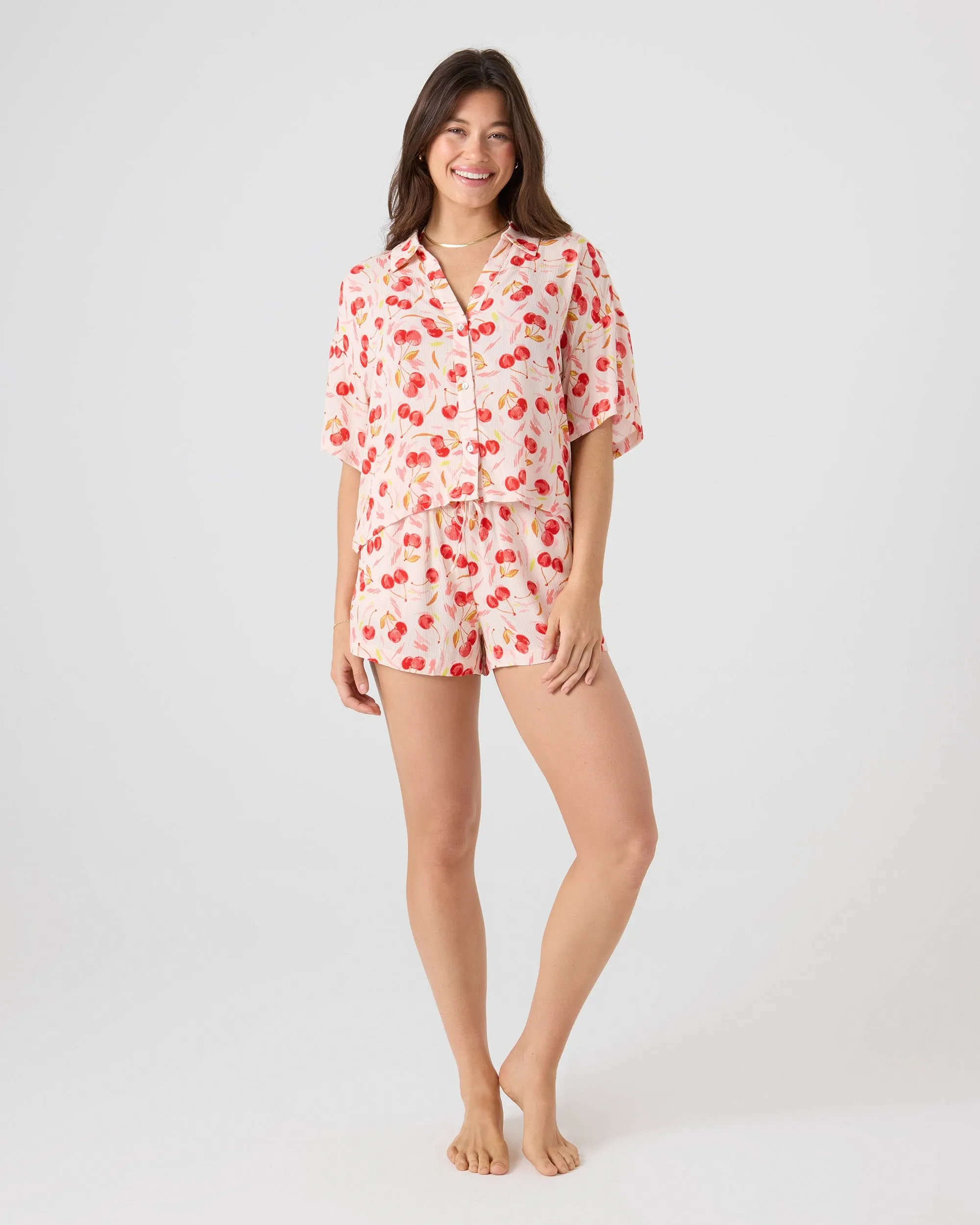 Cherry On Top Crop Button Up Shirt sold by Roxy product image thumbnail 4