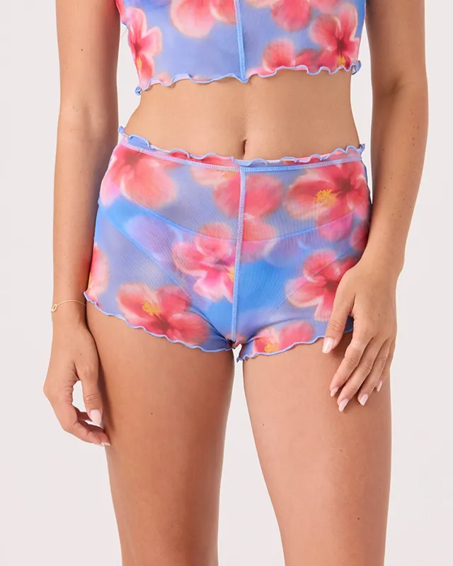 Hibiscus Daze Mesh Shortie Cheeky Bikini Bottom made by Roxy