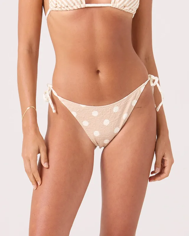 Puka Dots Tie Side Cheeky Bikini Bottom made by Roxy