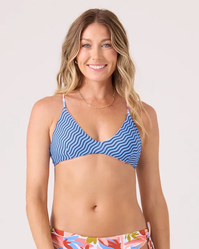 Ripple Effect Reversible Athletic Triangle Bikini Top made by Roxy
