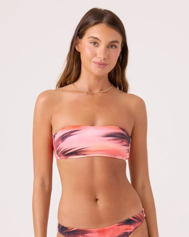 Palm Before The Storm Lace Up Bandeau Bikini Top made by Roxy