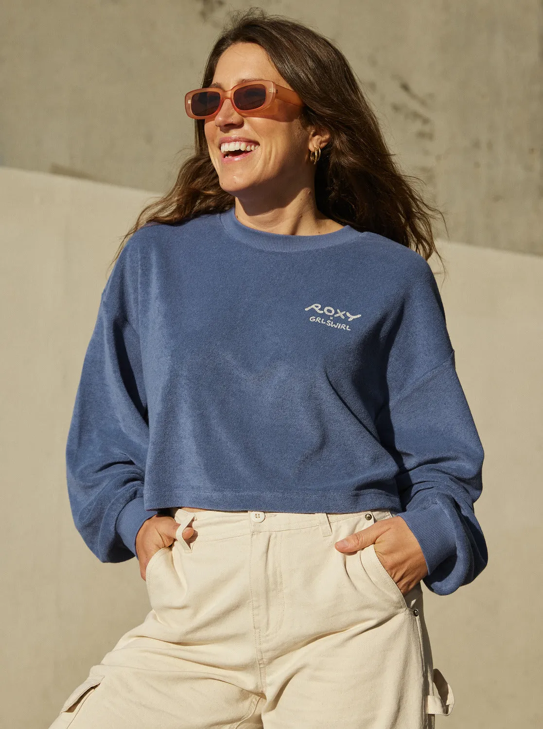 Roxy x Grl Swirl Cropped Sweatshirt - Marlin sold by Roxy product image thumbnail 5