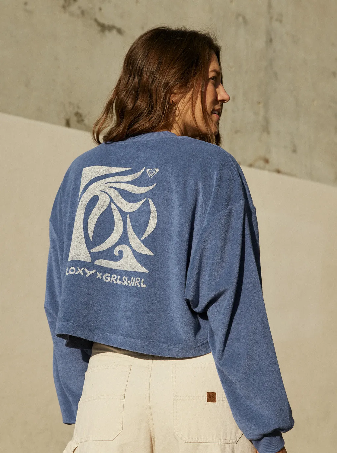 Roxy x Grl Swirl Cropped Sweatshirt - Marlin sold by Roxy product image thumbnail 3