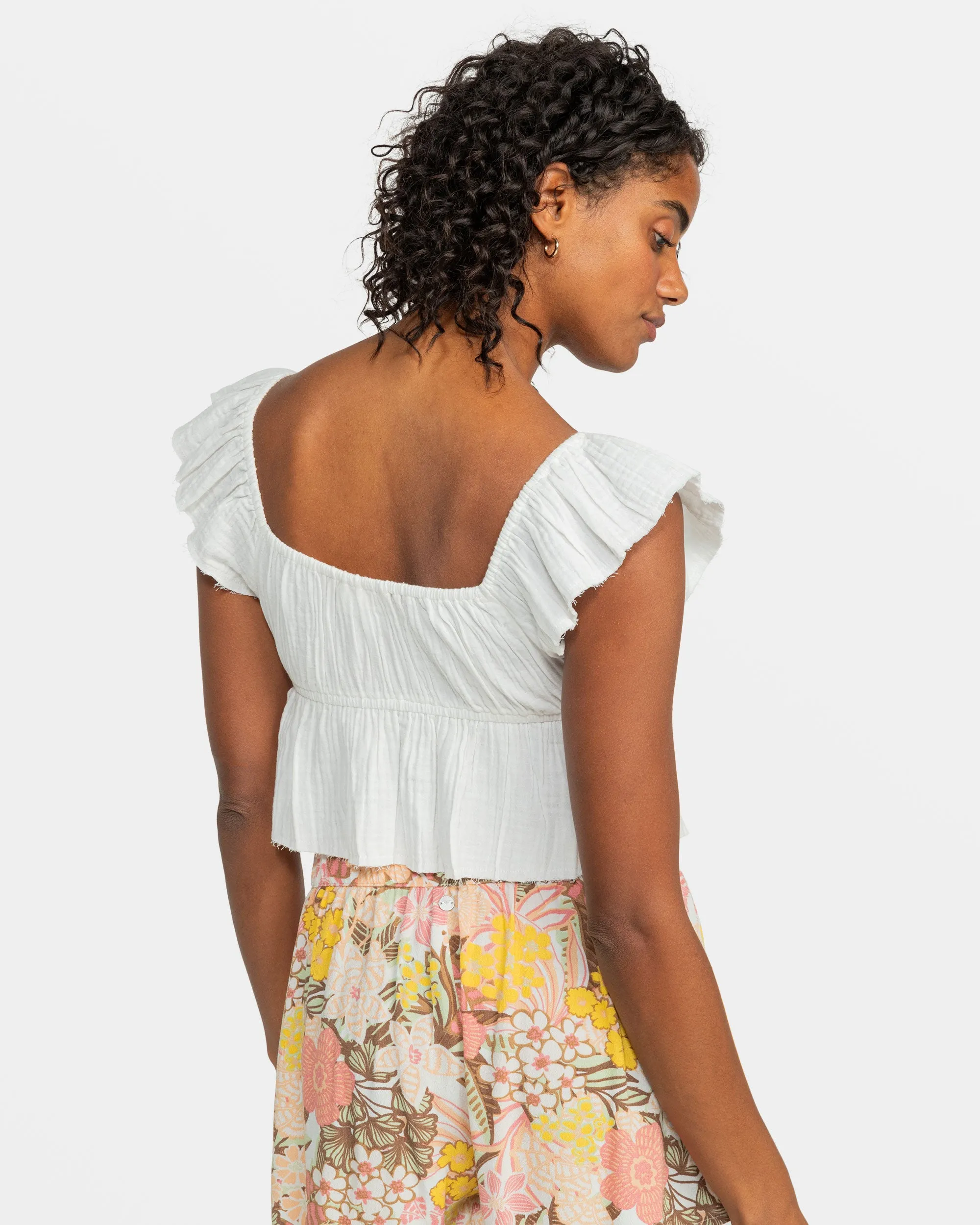 Brisa Flutter Sleeve Crop Top - Egret sold by Roxy product image thumbnail 2