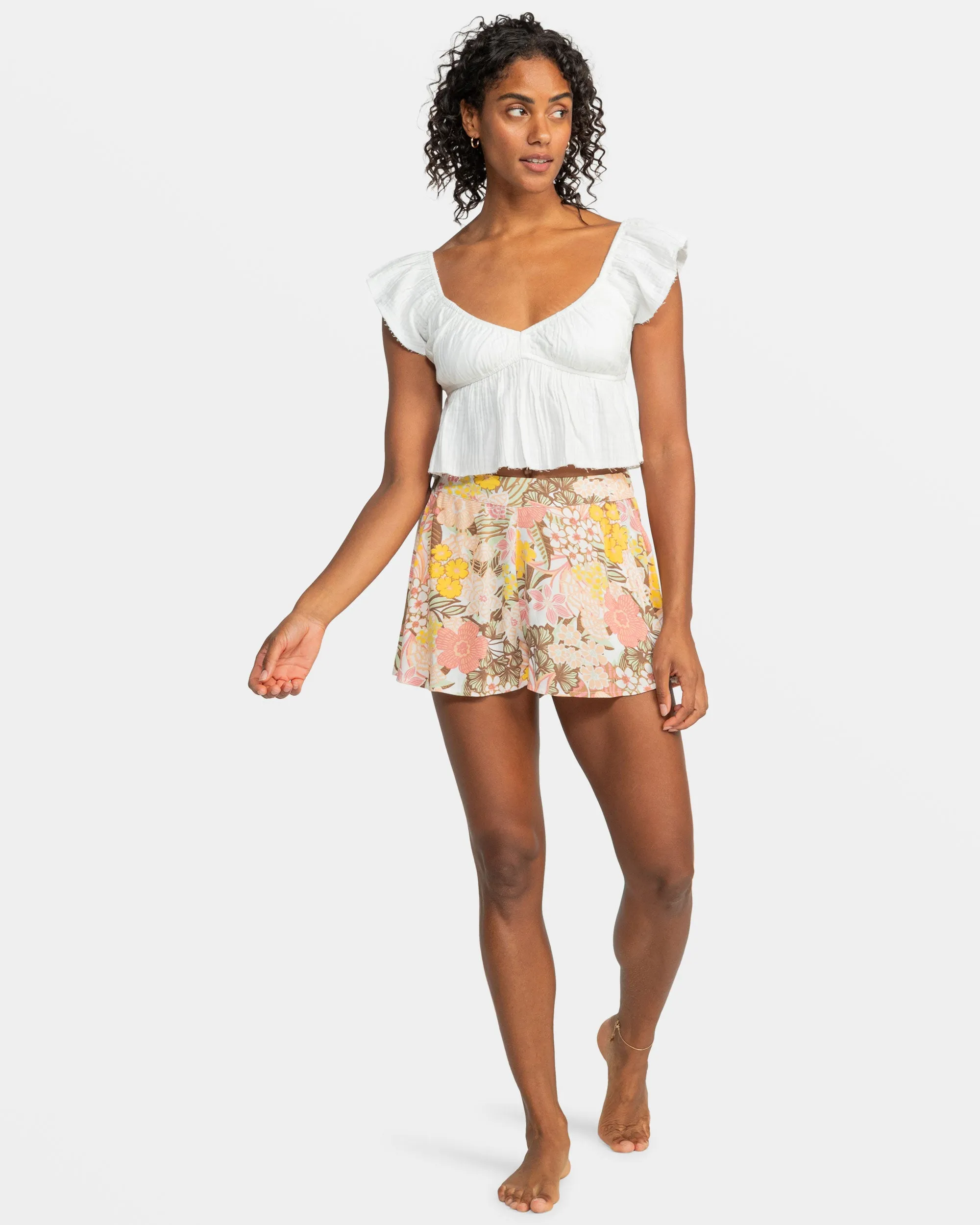 Brisa Flutter Sleeve Crop Top - Egret sold by Roxy product image thumbnail 3