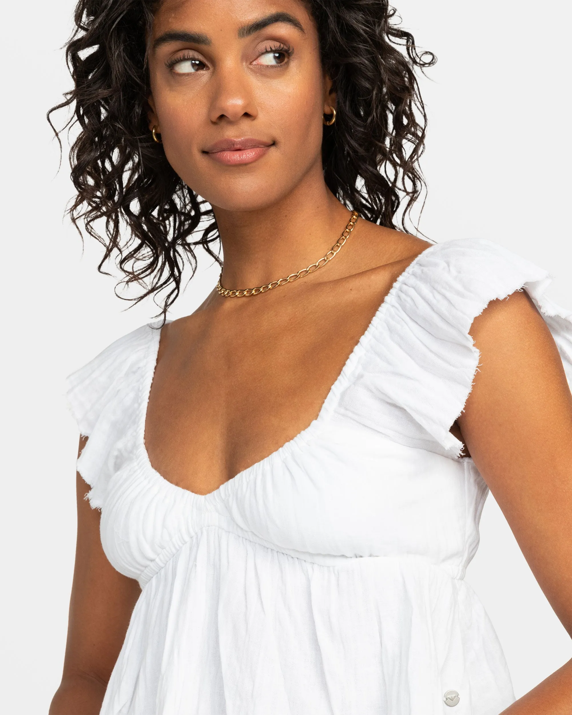 Brisa Flutter Sleeve Crop Top - Egret sold by Roxy product image thumbnail 5