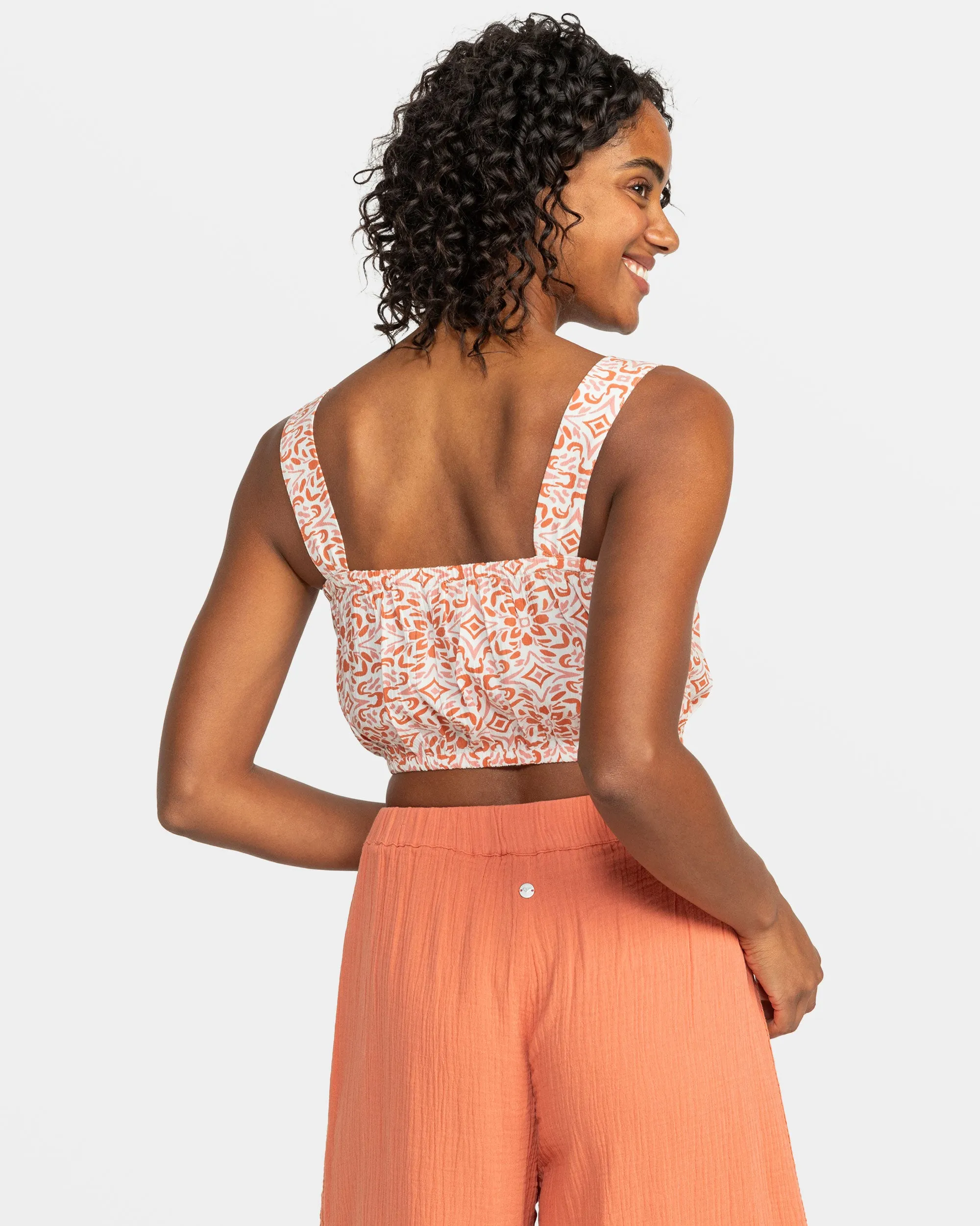 Villa Woven Crop Tank Top - Cloud Dancer Fresco Tile sold by Roxy product image thumbnail 2