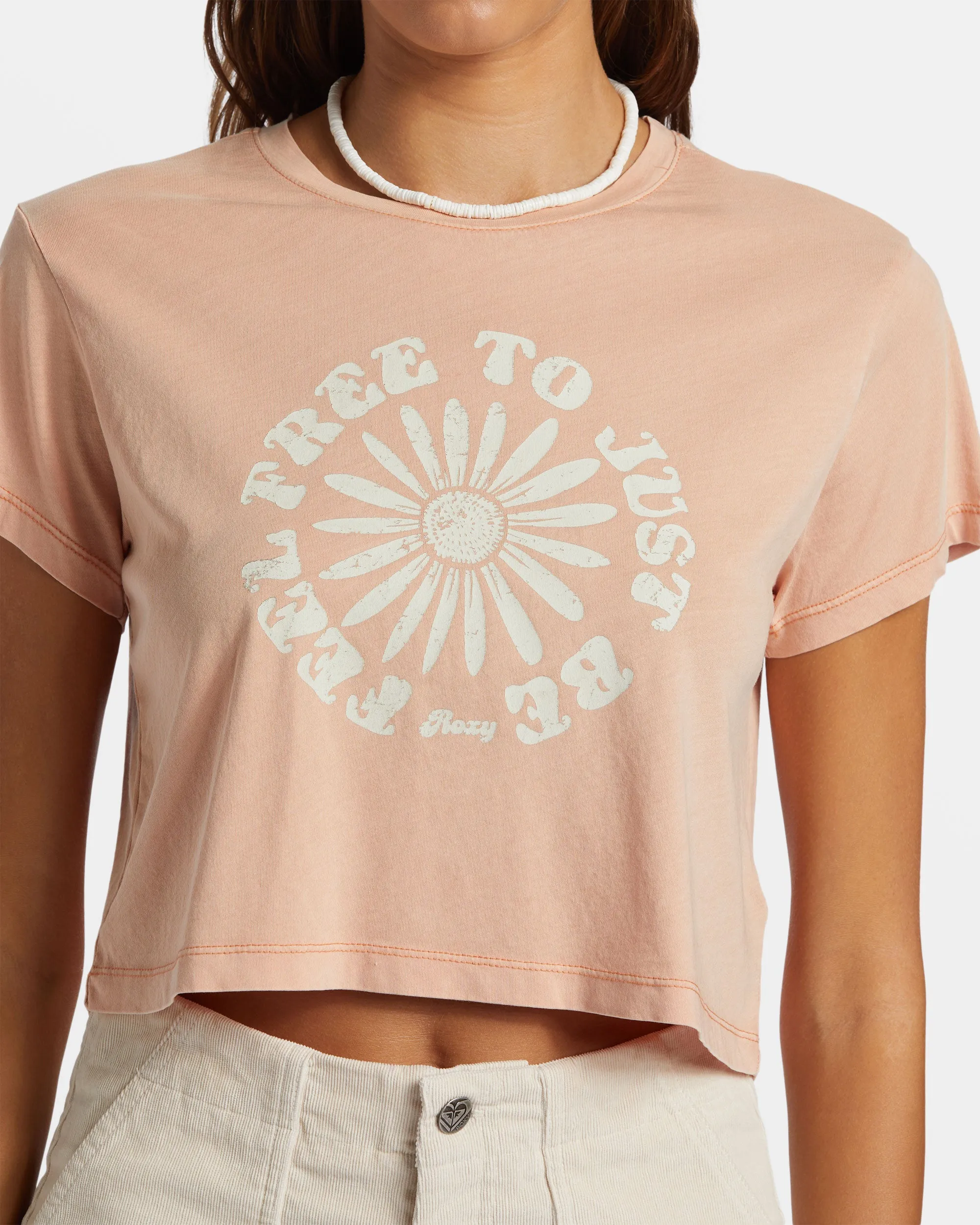 Feel Free Cropped T-Shirt - Cafe Creme sold by Roxy product image thumbnail 2