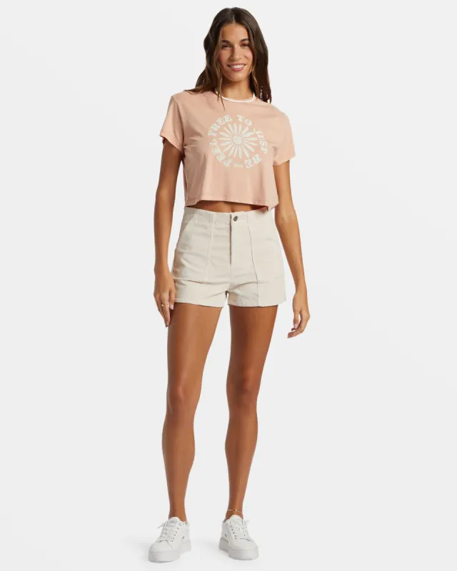 Feel Free Cropped T-Shirt - Cafe Creme sold by Roxy