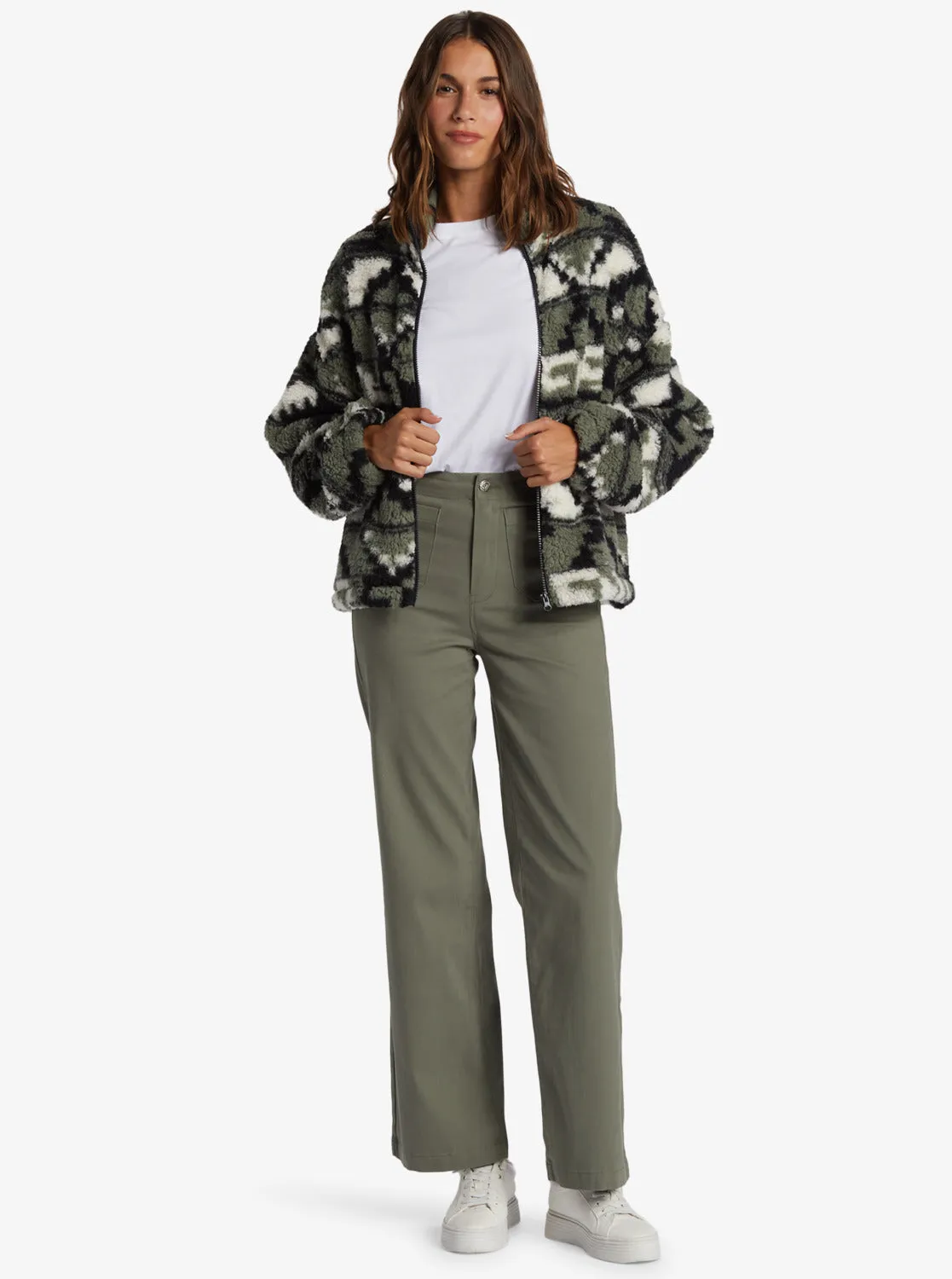 Off The Wave Sherpa Printed Full-Zip Fleece - Agave Green Taos Geo sold by Roxy product image thumbnail 4