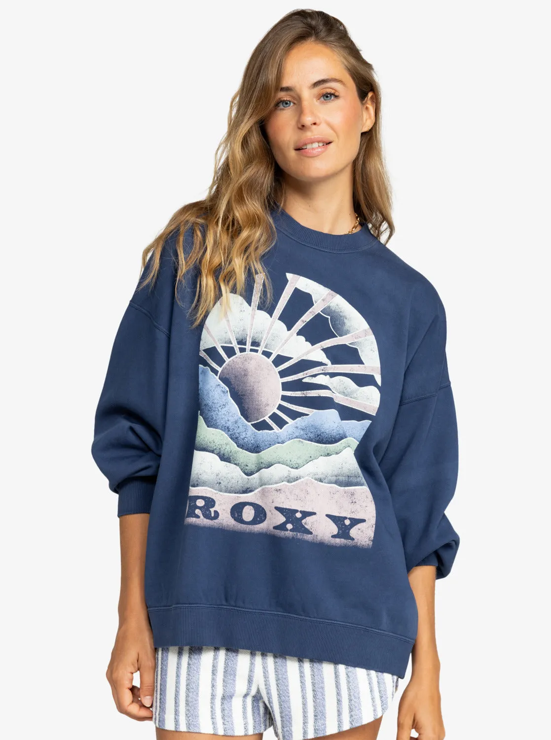 Lineup Oversized Crew Neck Sweatshirt - Naval Academy sold by Roxy