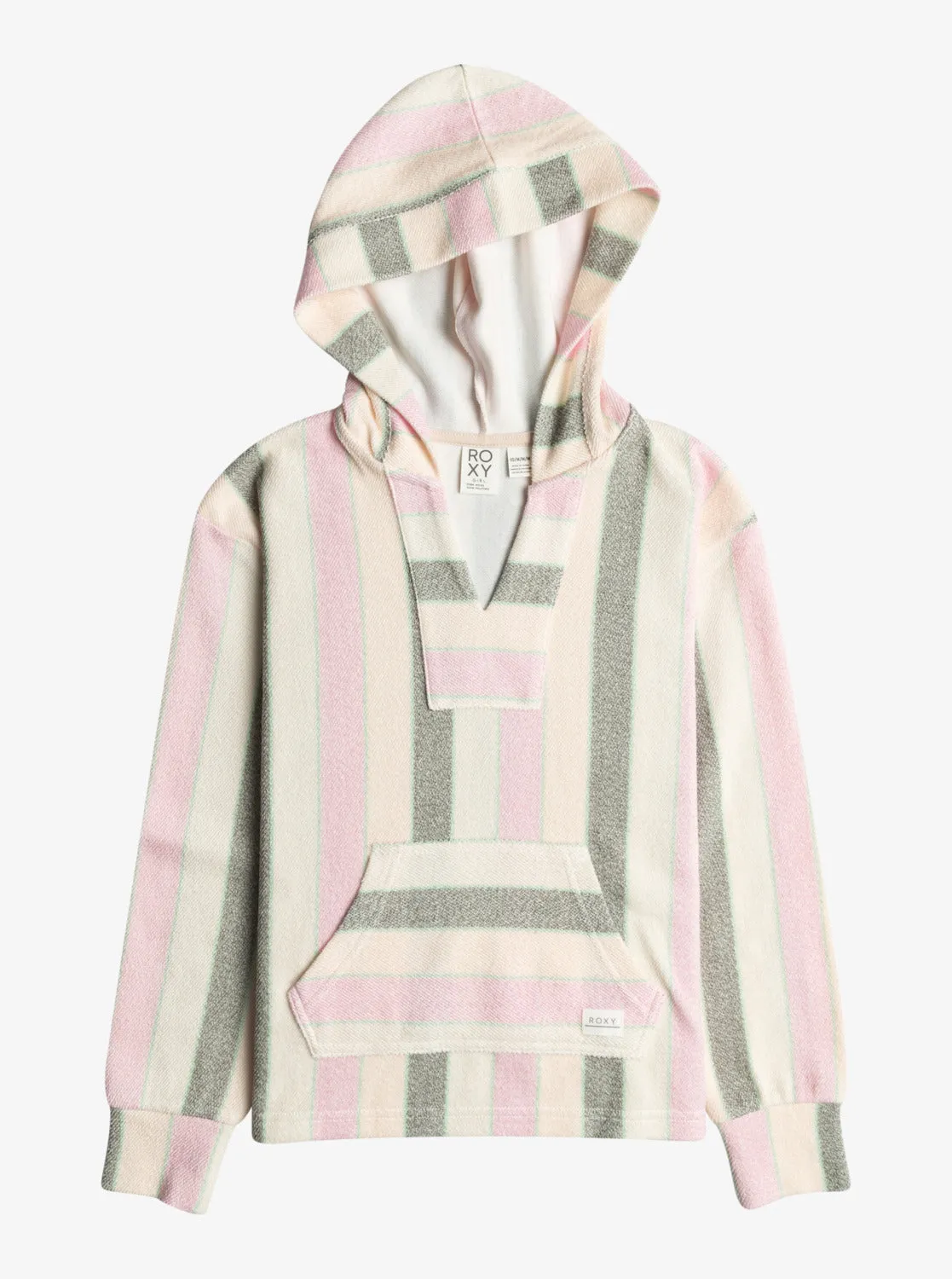 Girls 4-16 Feels Like Summer Striped V-Neck Hoodie - Agave Green Very Vista Stripe sold by Roxy