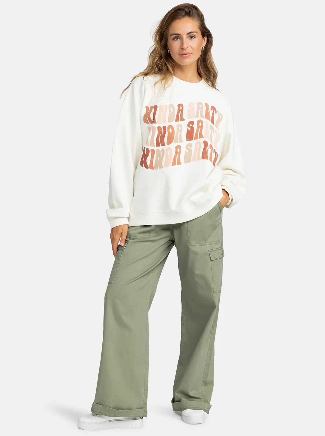 Lineup Oversized Sweatshirt - Egret sold by Roxy product image thumbnail 5