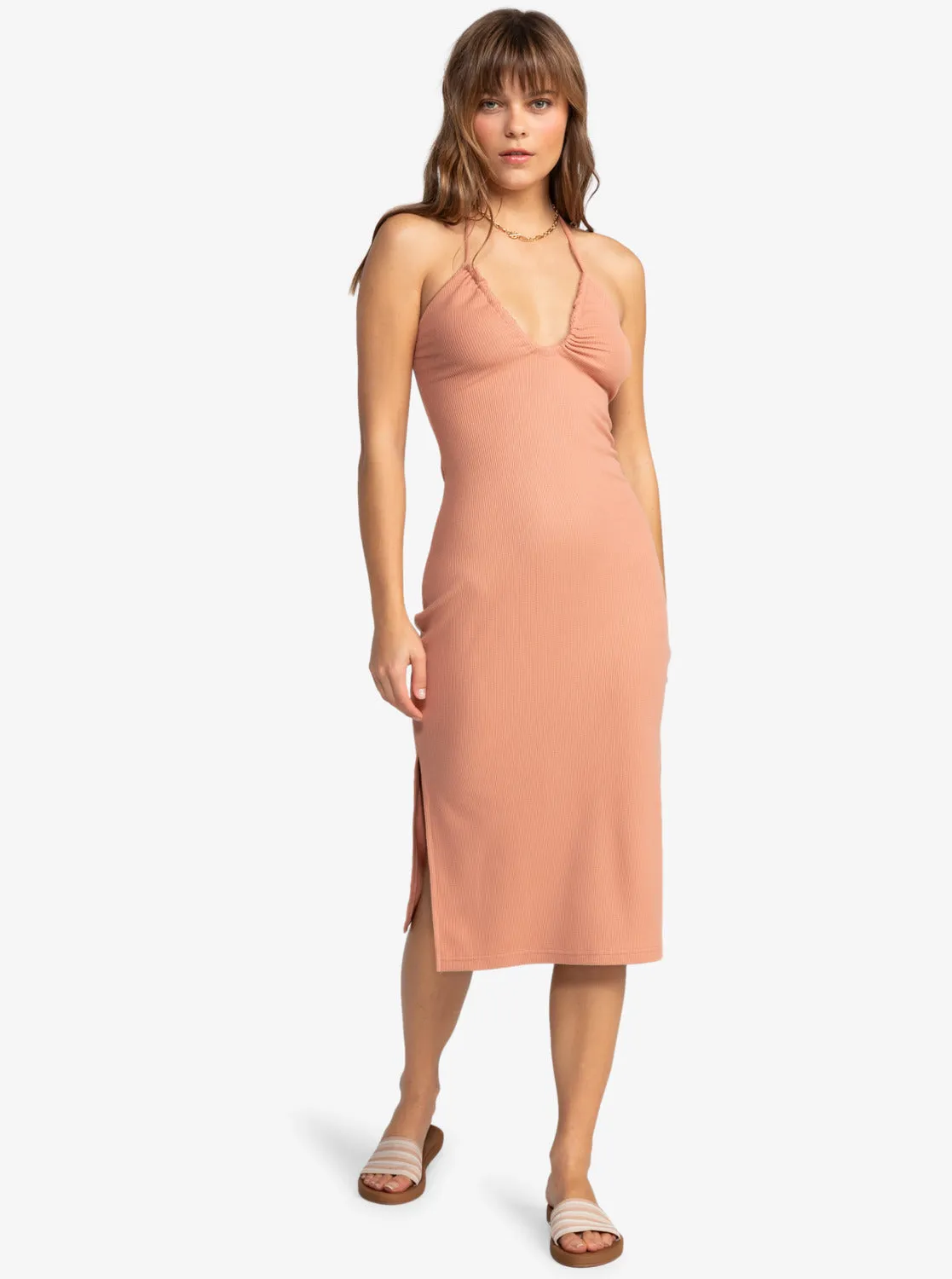 Late Sunset Halter Midi Dress - Cafe Creme sold by Roxy