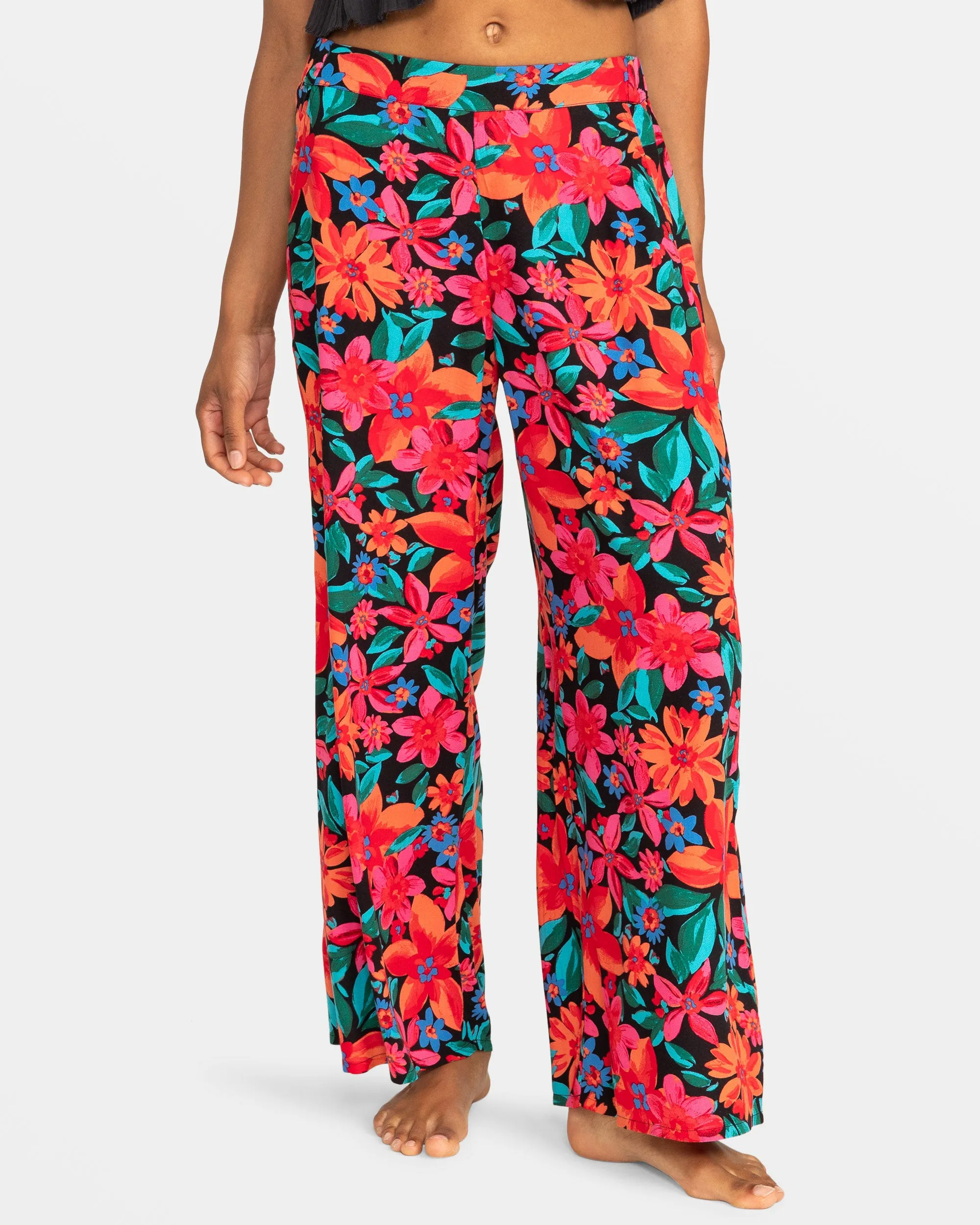 Midnight Avenue Wide Leg Printed Pants - Anthracite Floral Fiesta sold by Roxy