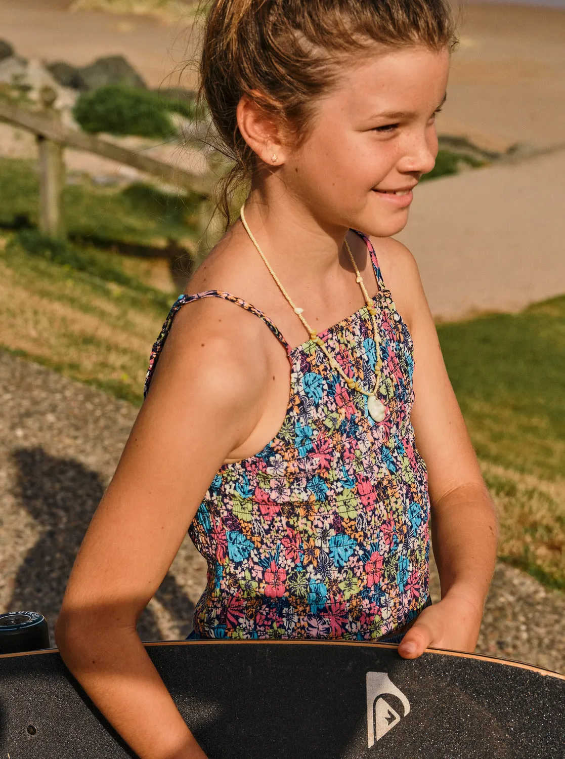 Girls 4-16 Put It In A Love Song Strappy Crop Top - Mood Indigo Tropical Rays sold by Roxy