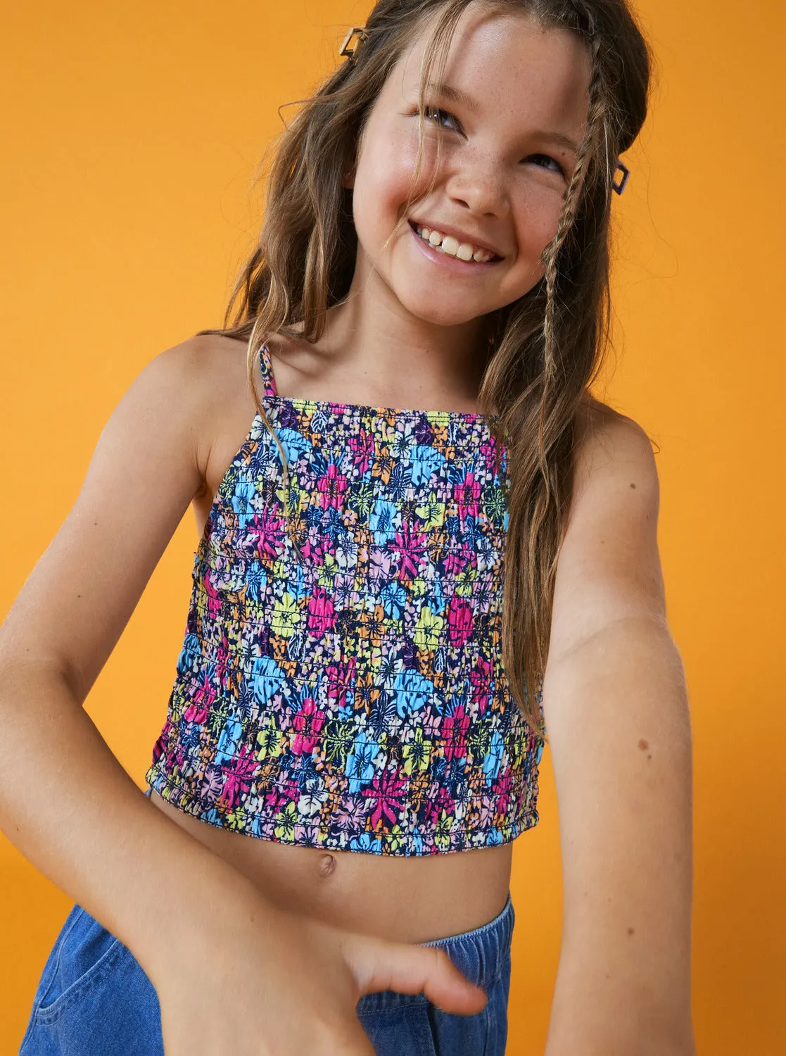 Girls 4-16 Put It In A Love Song Strappy Crop Top - Mood Indigo Tropical Rays sold by Roxy product image thumbnail 5