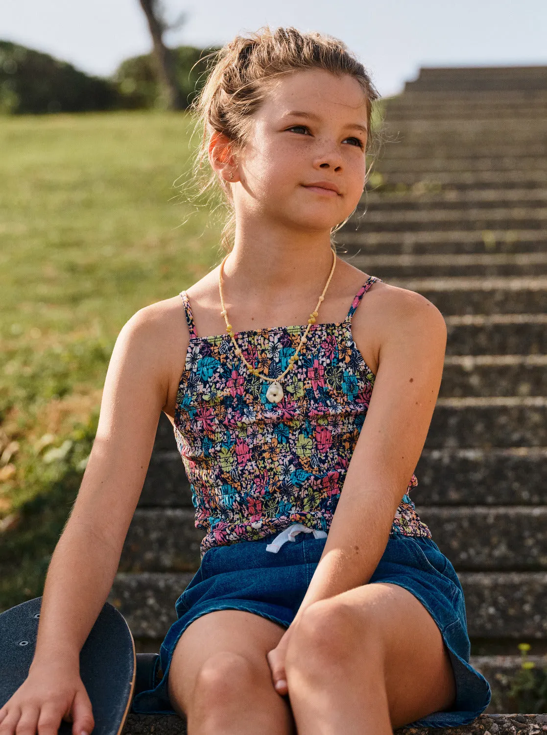 Girls 4-16 Put It In A Love Song Strappy Crop Top - Mood Indigo Tropical Rays sold by Roxy product image thumbnail 2