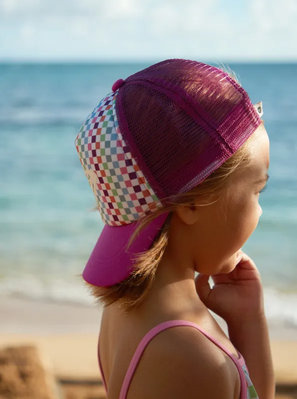 Girls 2-7 Sweet Emotions Trucker Hat - Bright White Check Check sold by Roxy