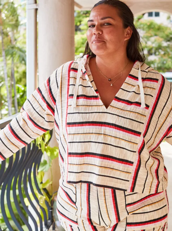 Todos Santos Poncho Style Hoodie - Bittersweet Isla Stripe sold by Roxy