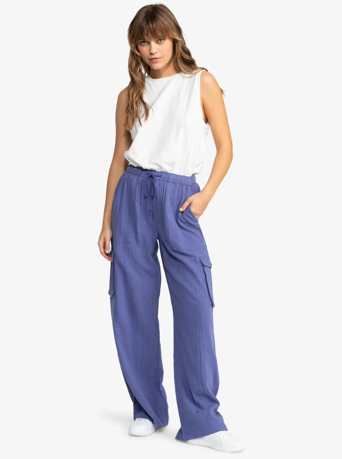 Precious Cargo Gauze High Waisted Pants - Marlin sold by Roxy product image thumbnail 4