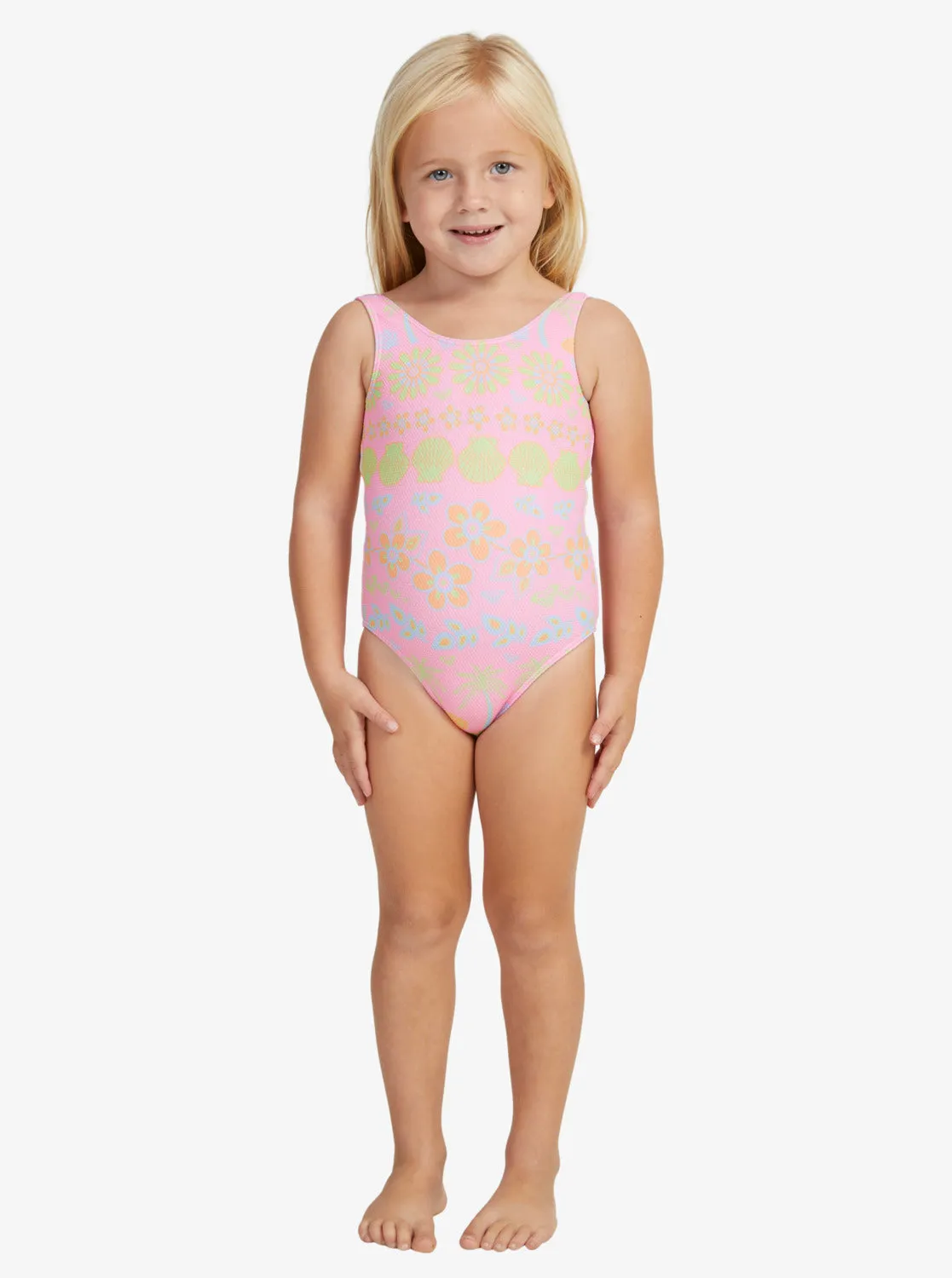 Girls 2-7 Beach Day Together One-Piece Swimsuit - Sachet Pink Beachy Bebe sold by Roxy