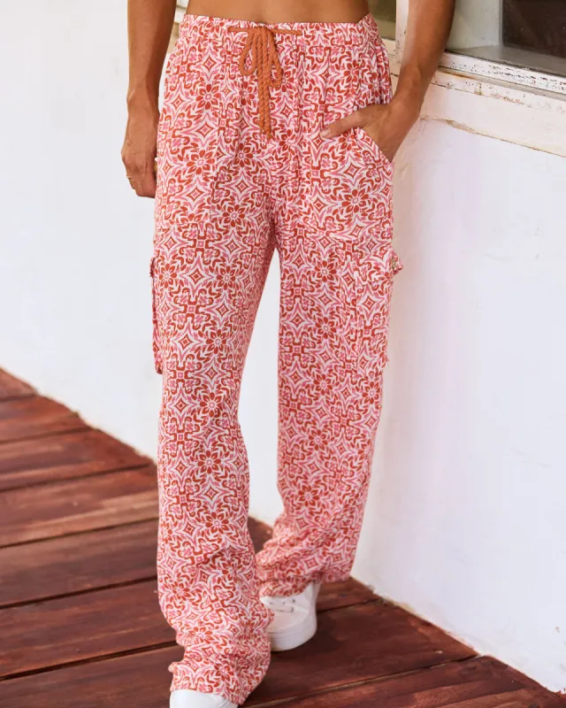 Precious Cargo Gauze High Waisted Pants - Cloud Dancer Fresco Tile sold by Roxy
