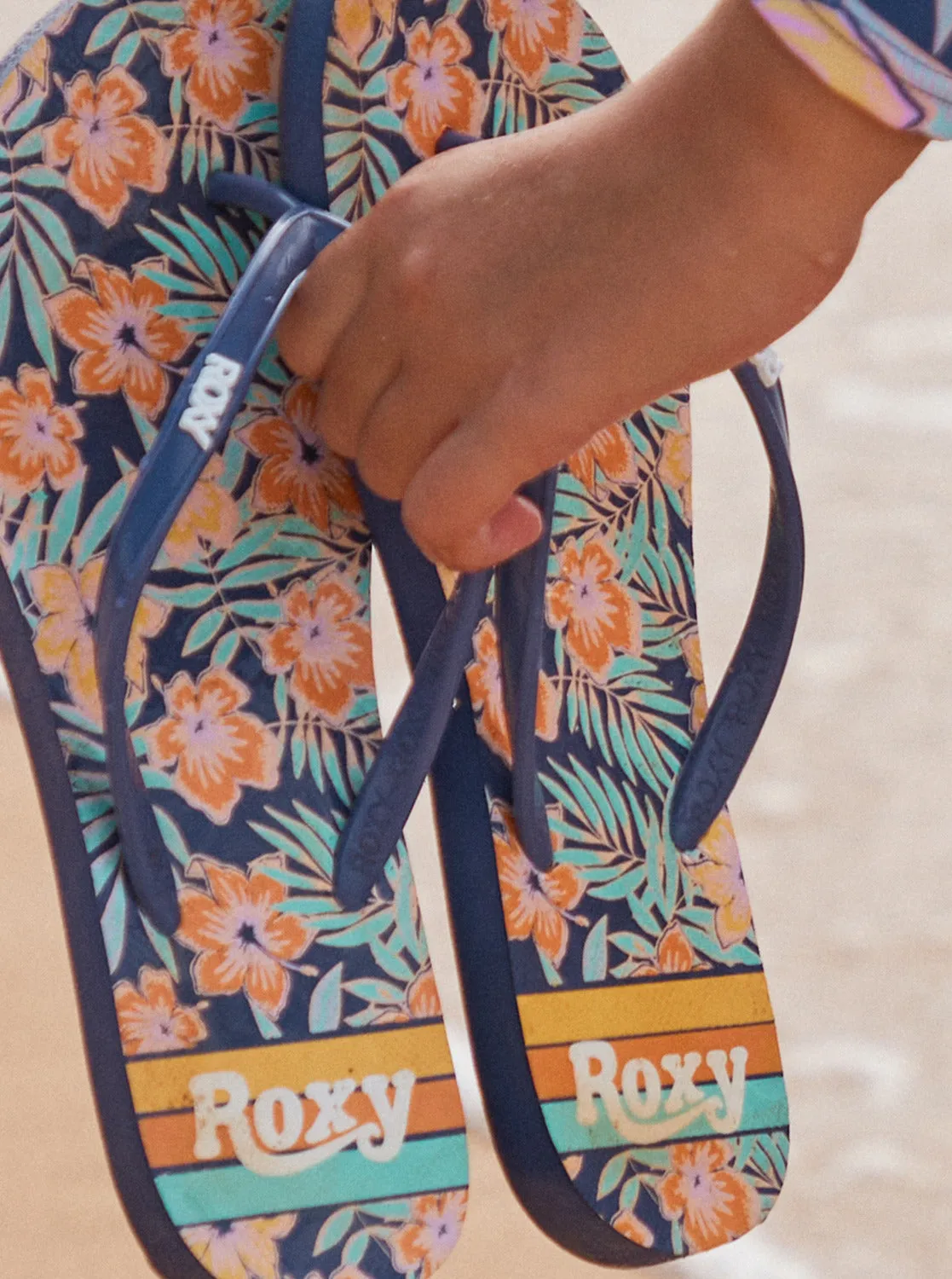 Girls 4-16 Viva Stamp Sandals - Shady Blue/Orange sold by Roxy product image thumbnail 3