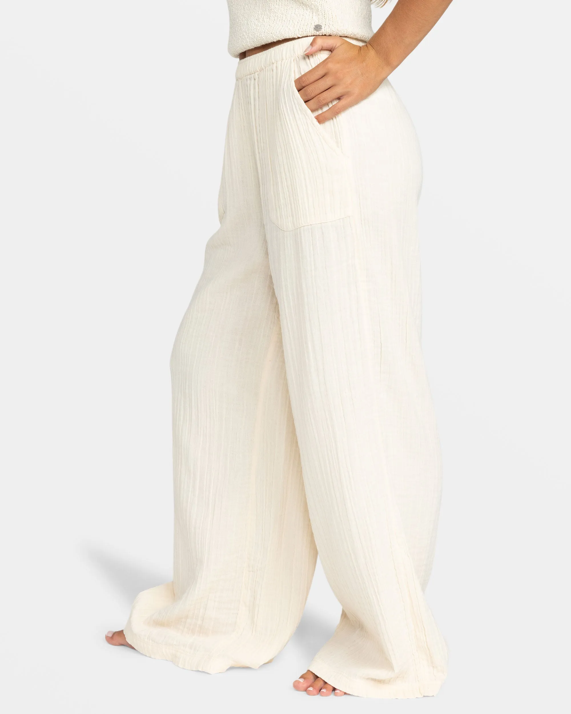 What A Vibe Wide Leg Pants - Parchment sold by Roxy product image thumbnail 4