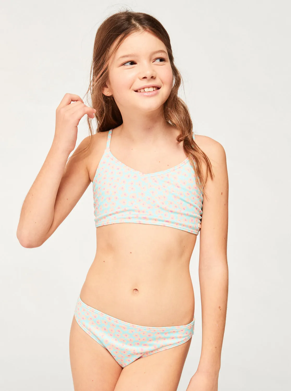 Girls 7-16 Flower Bed Cropped Tank Set Bikini Set - Aruba Blue Flower Bed sold by Roxy product image thumbnail 4