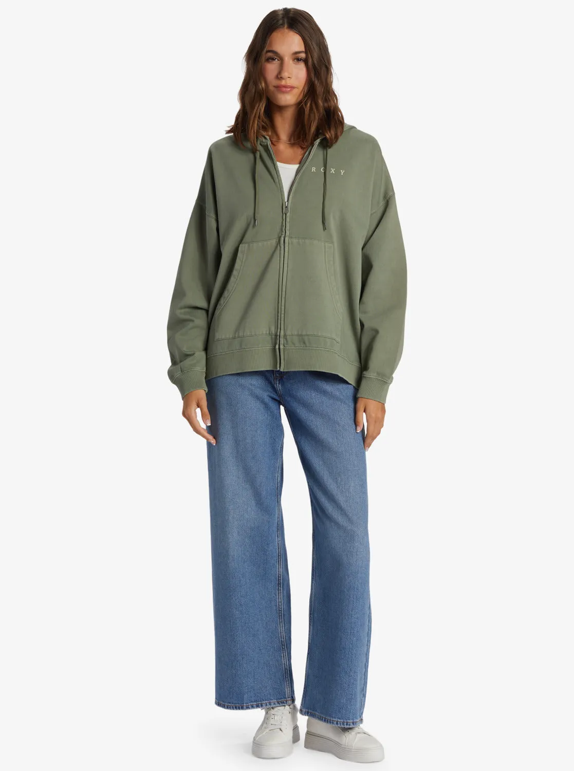 Lineup Oversized Zip-Up Hoodie - Agave Green sold by Roxy product image thumbnail 5