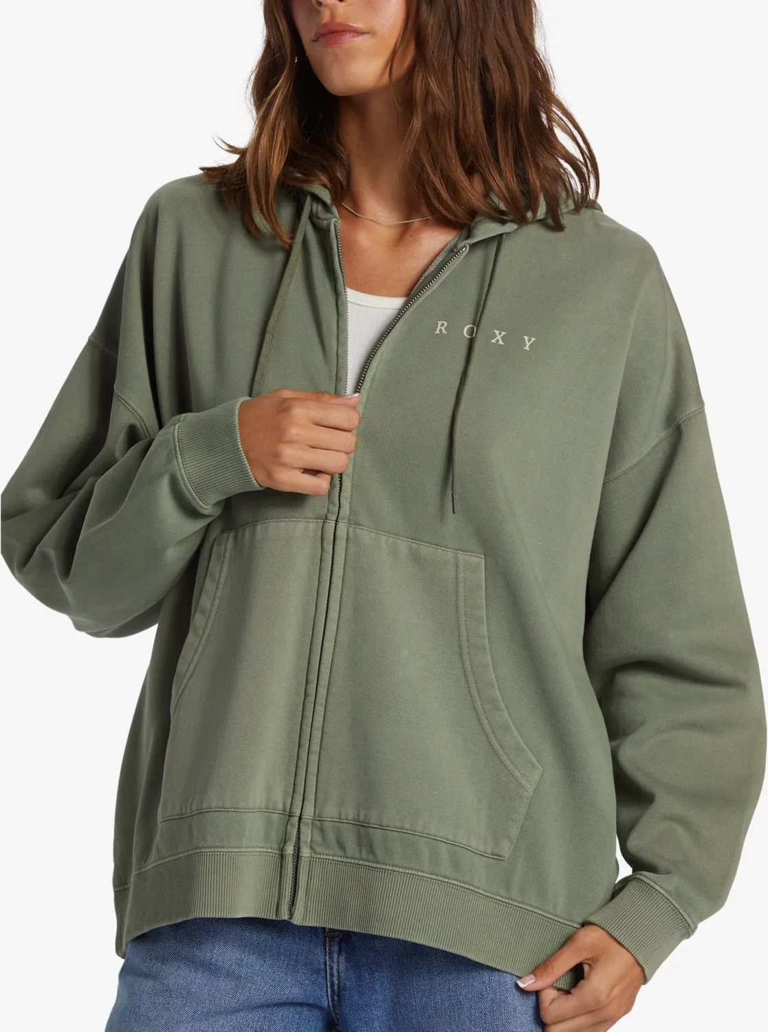 Lineup Oversized Zip-Up Hoodie - Agave Green sold by Roxy product image thumbnail 3