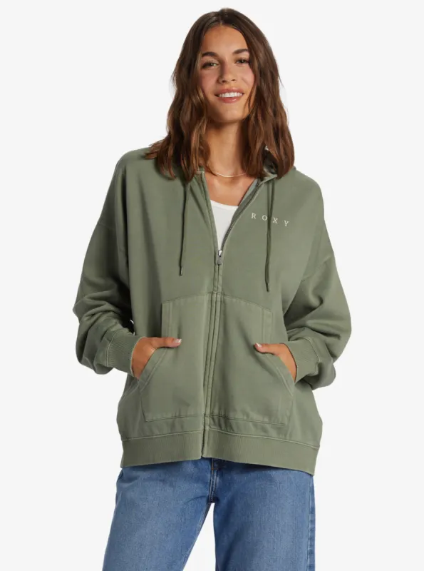 Lineup Oversized Zip-Up Hoodie - Agave Green sold by Roxy