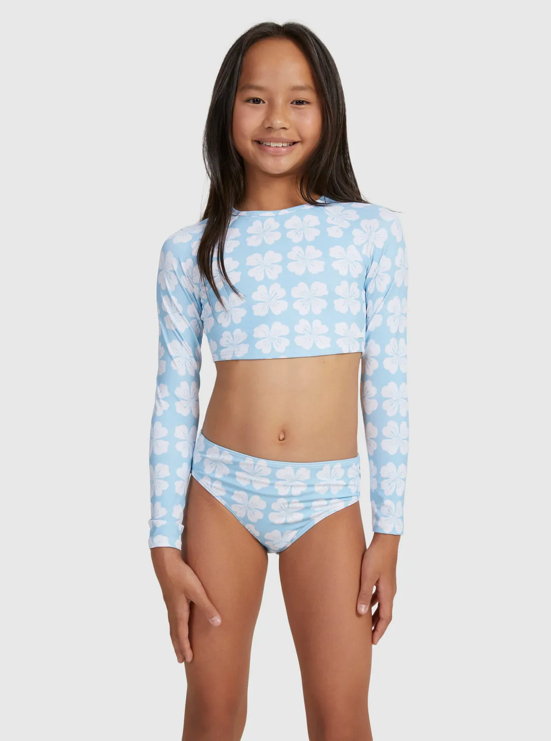 Girls' 7-16 Vacation Memories Cropped Long-Sleeve Rashguard Set - Clear Sky Clik sold by Roxy product image thumbnail 3