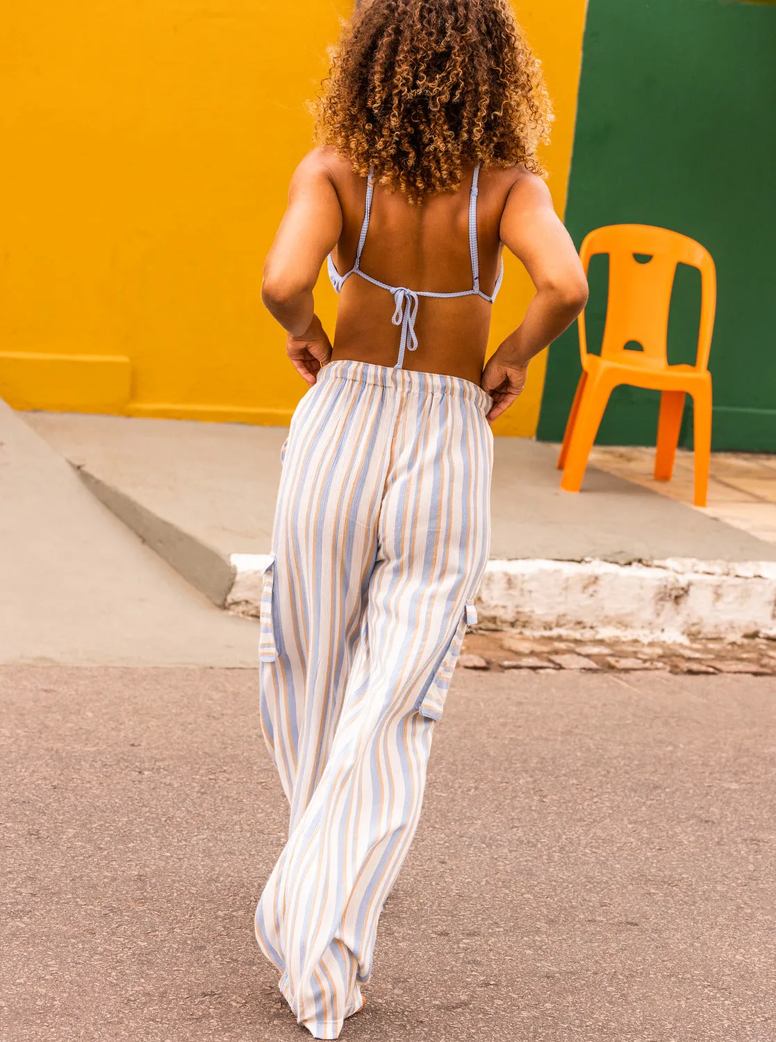 Precious High Waist Cargo Pants - Egret Small Silk Caye Stripe sold by Roxy product image thumbnail 3