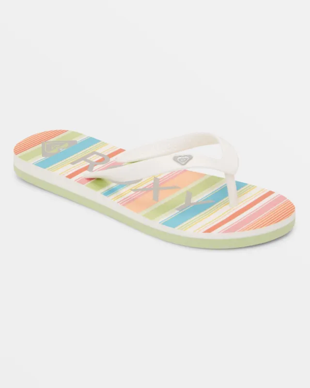 Girls 4-16 Tahiti Flip-Flops - White/Ocean/Citrus sold by Roxy