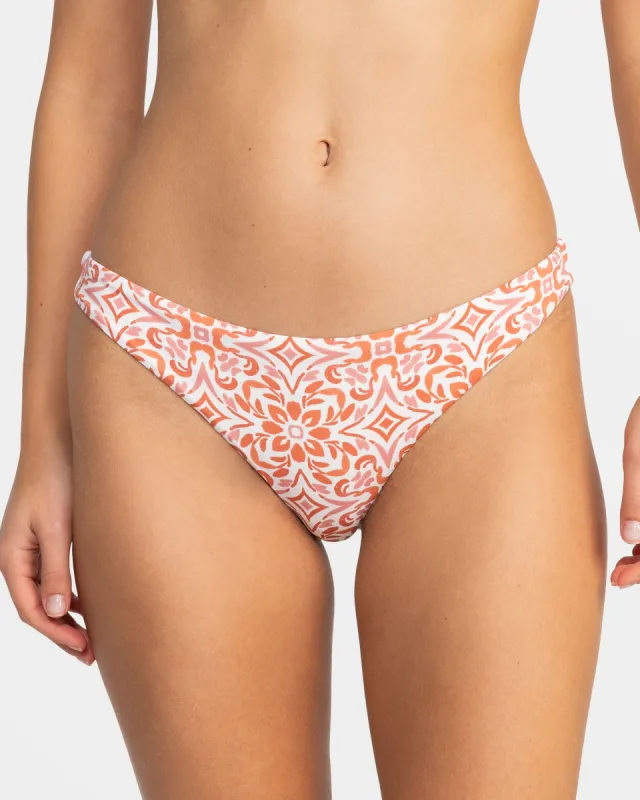 Fresco Tile Cheeky Bikini Bottom - Cloud Dancer Fresco Tile sold by Roxy