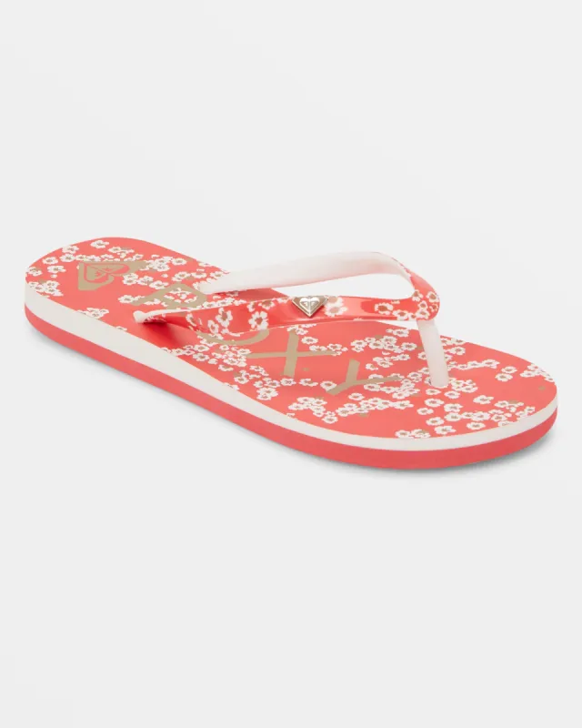 Girls 4-16 Pebbles Sandals - Athletic Red/White sold by Roxy