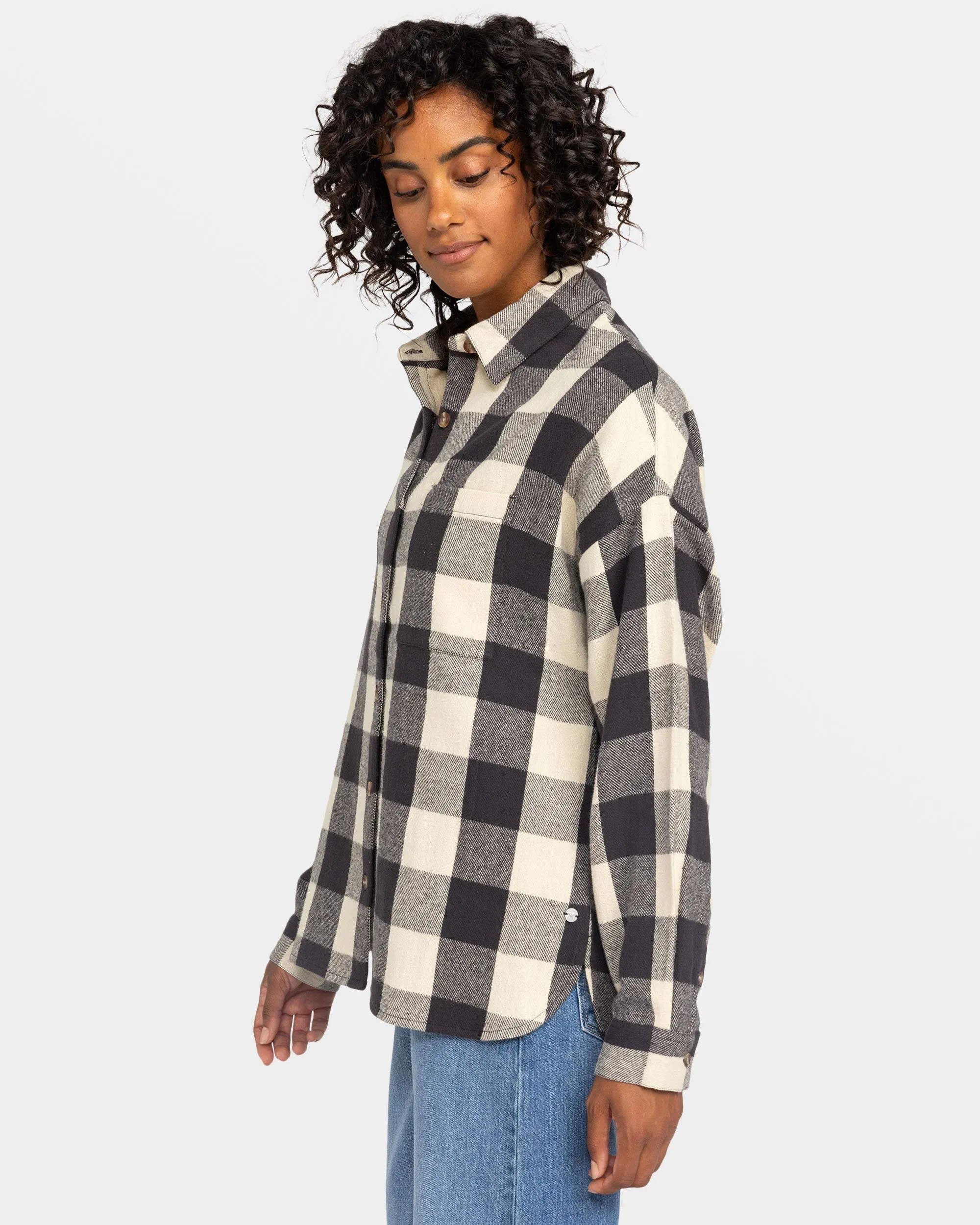 Lets Get Away Long Sleeve Shirt - Phantom Be Bold Plaid sold by Roxy product image thumbnail 5